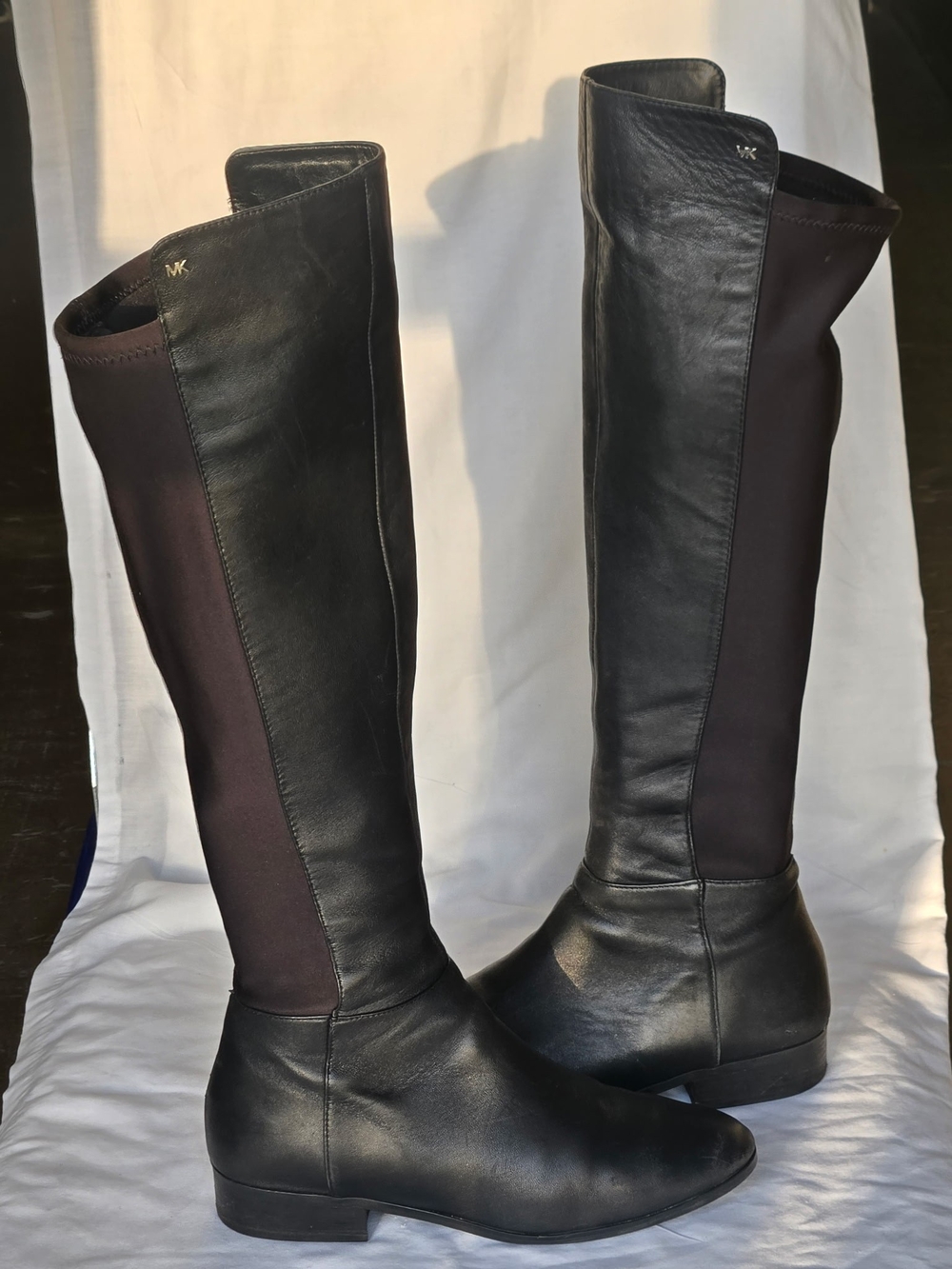 Michael Kors Black Leather & Dark Stretch Over-the-Knee Boots